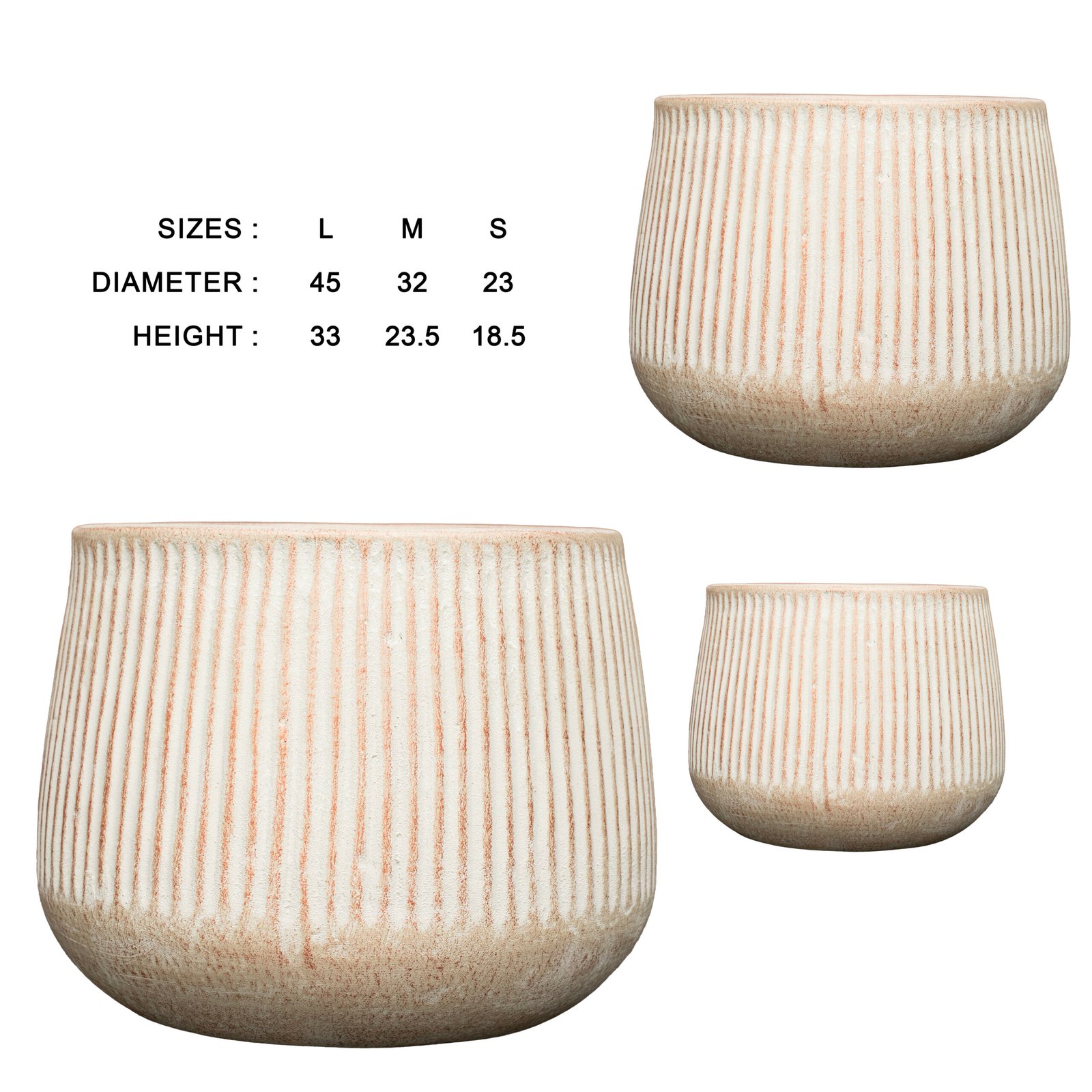 Veena Ribbed Terracotta Planter | Raaga| Set of 3 - Image 5