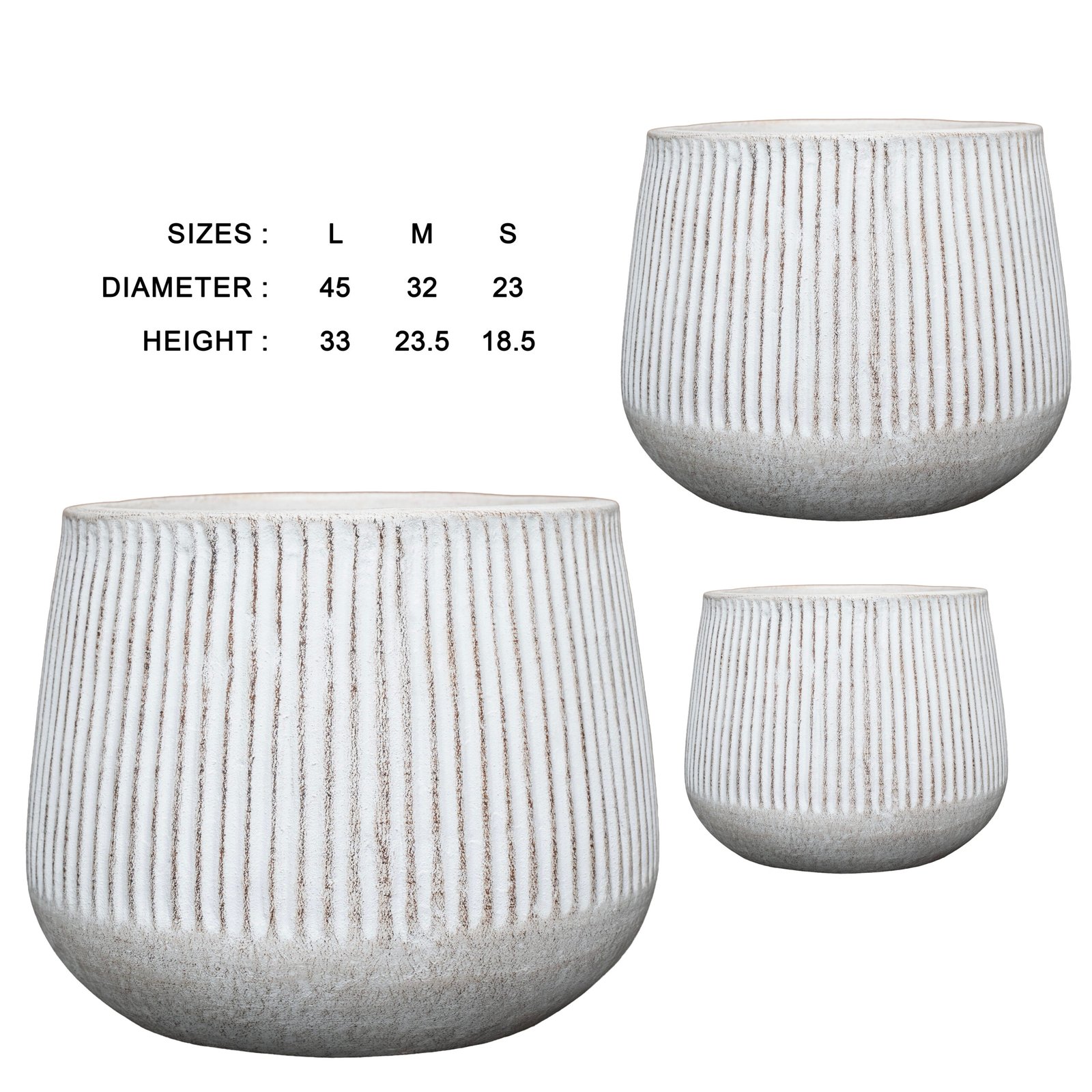 Veena Ribbed Terracotta Planter | Raaga| Set of 3 - Image 4